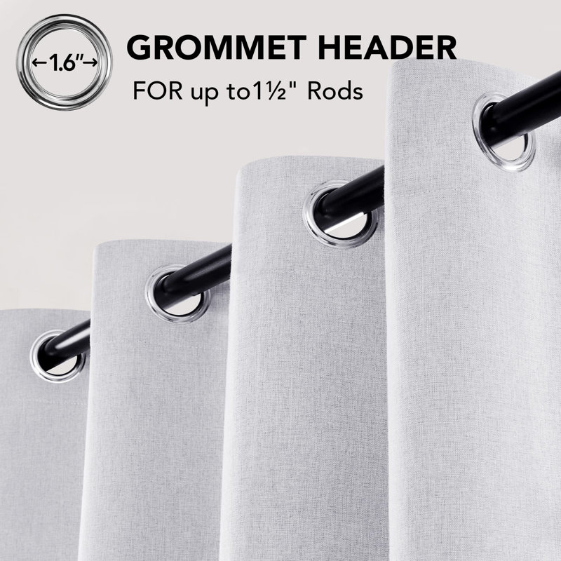Lythrodontas Faux Linen Total Blackout Curtain Panels, 52" W x 72" H, Gray