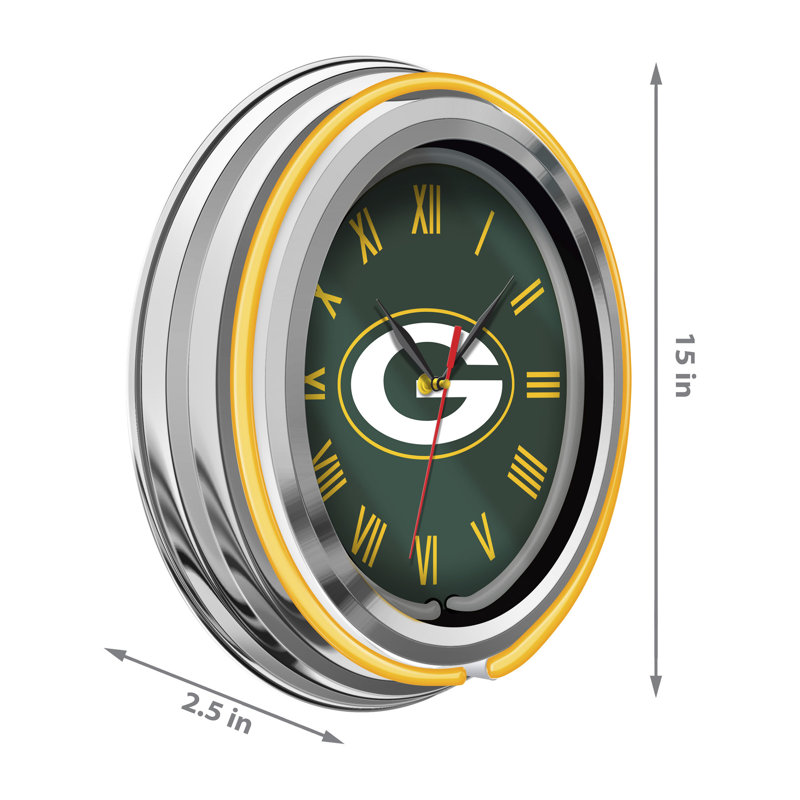 Horloge néon 15 "NFL Green Bay Packers, Green, NFL Green Bay Packers