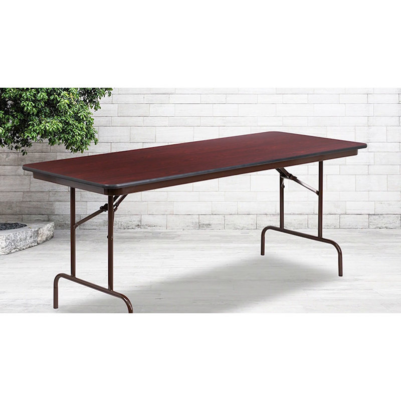 Mahogany Essence 96" Rectangular Folding Banquet Table with Metal Frame