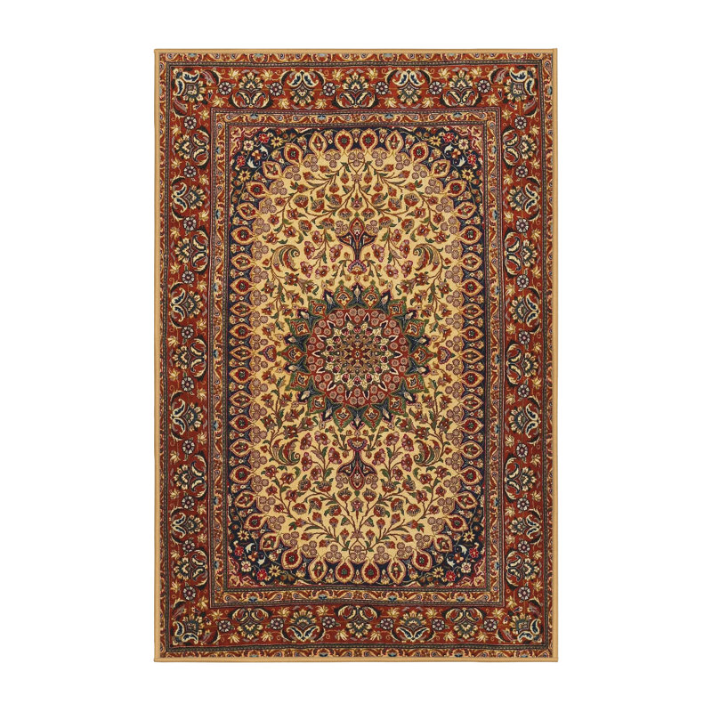 Tapis brun/beige traditionnel Fluharty, Rectangle 4 pi x 6 pi
