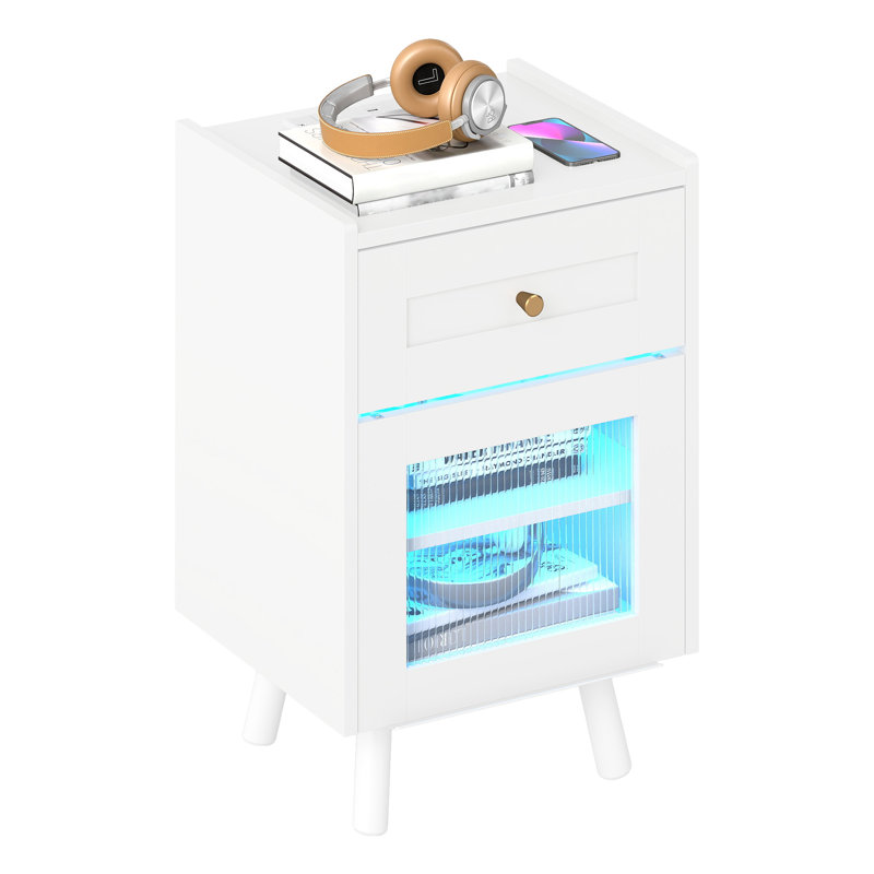 40cm W Bedside Table, White