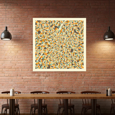 Geometric Brussels Map Abstract Colorful Geometric Architecture City Wall Art Print