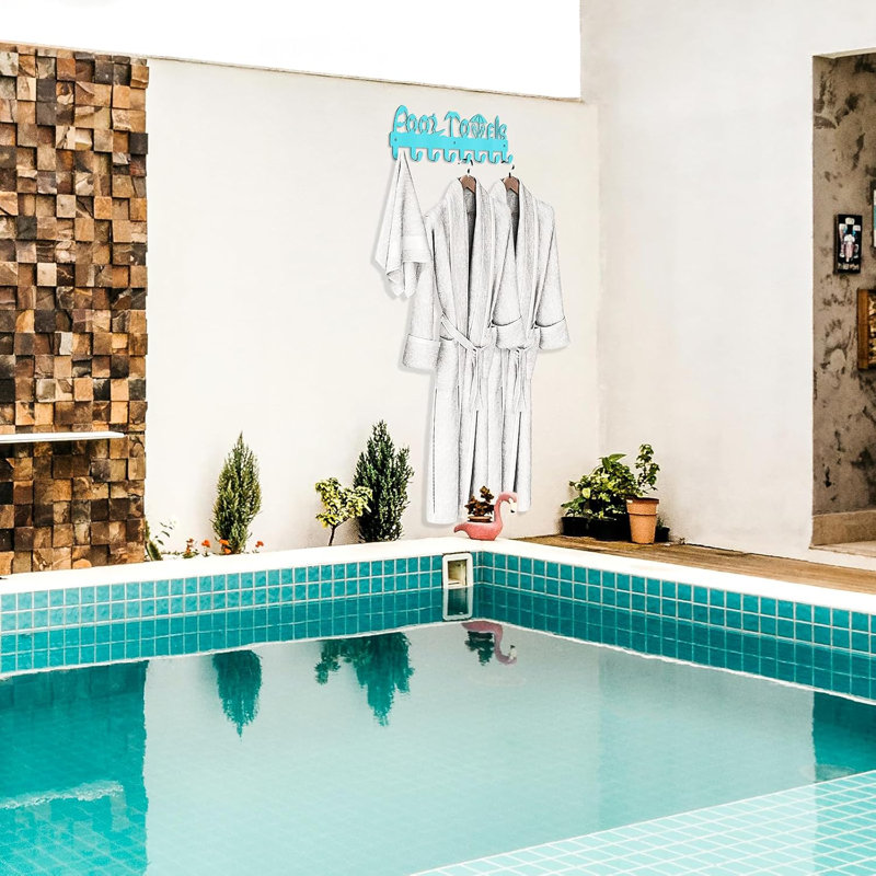 Porte-serviettes mural pour piscine avec 8 crochets, Peint