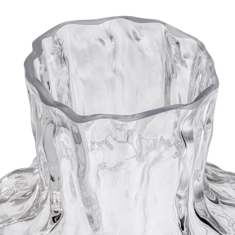 Jhonathon 9" Textured Clear Glass Table Vase, 9.25" H x 5.75" W x 5.75" D, Clear