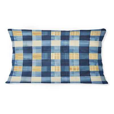 Coussin lombaire Mid-Century Gingham II - bleu marine