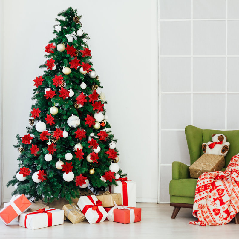 Arbre de Noël fleurs artificielles - ensemble de 12, Rouge