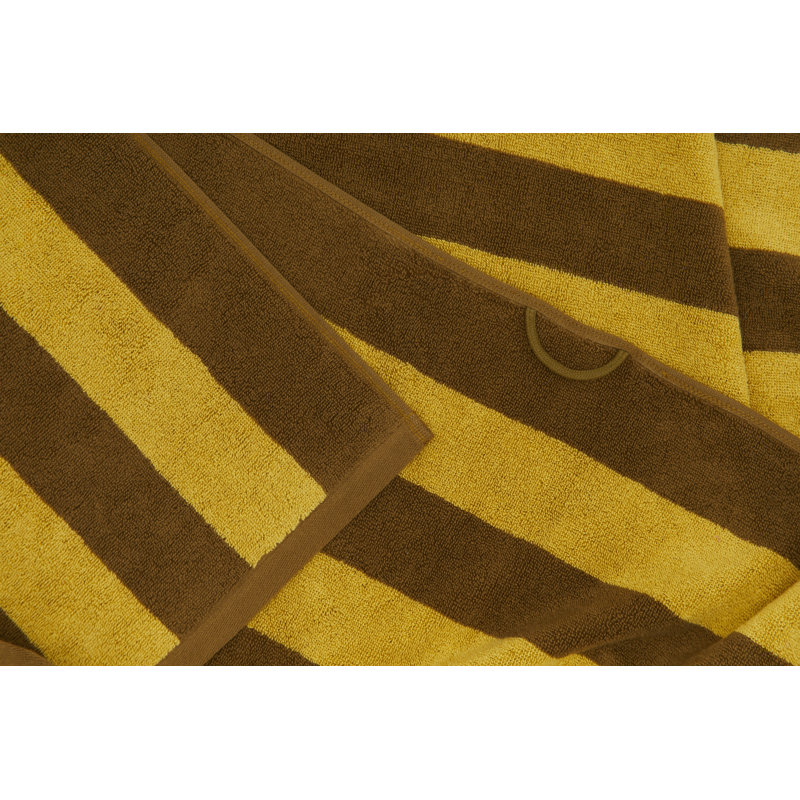 Serviette de bain éponge simple rayée, Moutarde / bronze, Serviette de bain - 1 paquet