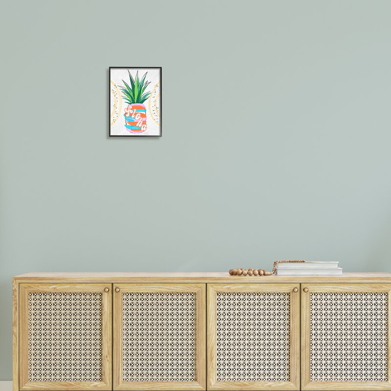 Tropical Aloha Pineapple Bold, Giclée encadrée noir minuit, H 14 po x l 11 po x P 1,5 po