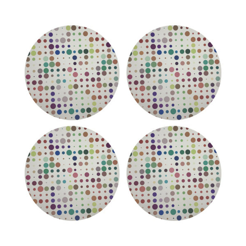 Mod Confetti Granada Pebble 16" Vinyl Placemat, White/Pink
