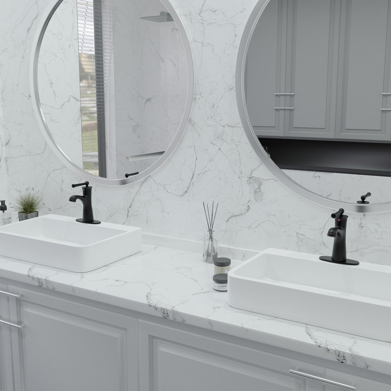 Matte Black Single Handle Bathroom Faucet with Drain Assembly
