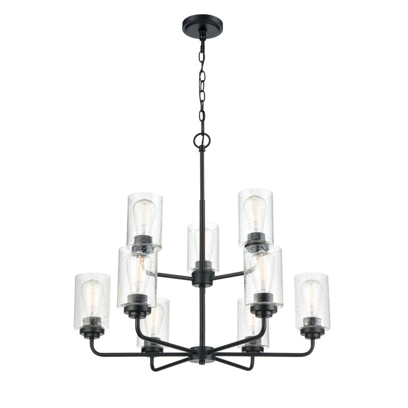 Moven 9 - Light Dimmable Tiered Chandelier, Matte Black