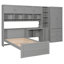 Lit plateforme simple en bois avec bureau, armoire, armoires, tiroirs et tablettes, gris-1039355085