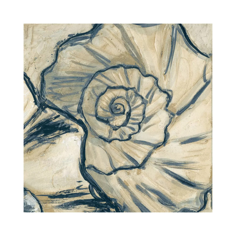 Navy Seashell Spiral II by Megan Meagher - Wrapped Canvas Painting, 93.98 cm H x 93.98 cm W x 3.175 cm D
