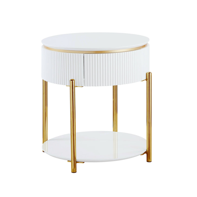 Table de bout en bois avec pieds en métal