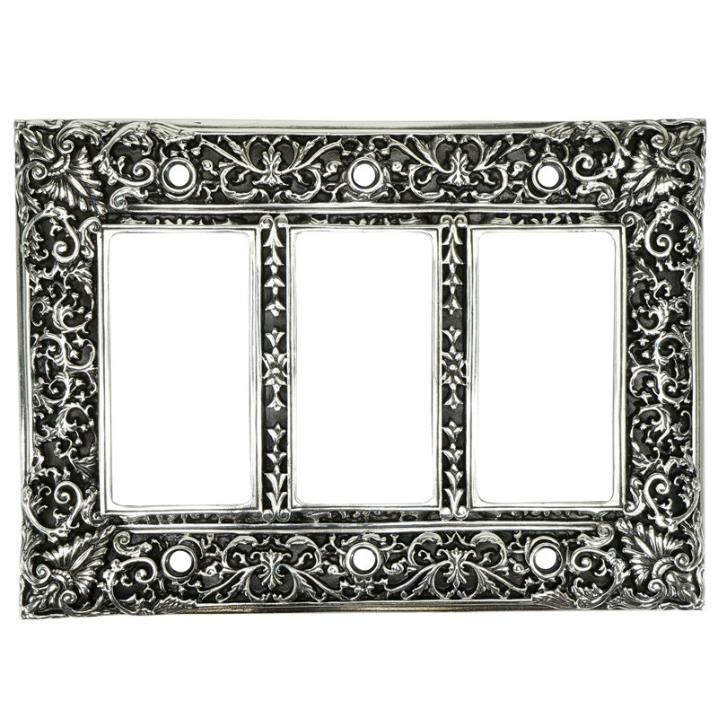 GLENDALE TRIPLE GFI SWITCH COVER; IN BURNISHED SILVER