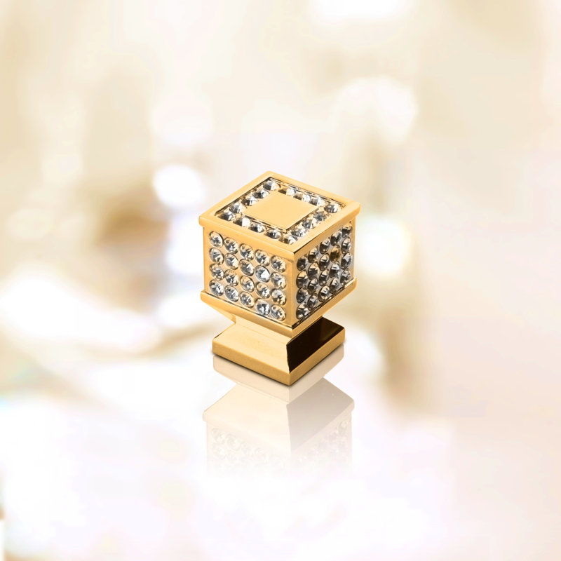 Crystal 15/16" Length Square Knob Multipack, Gold