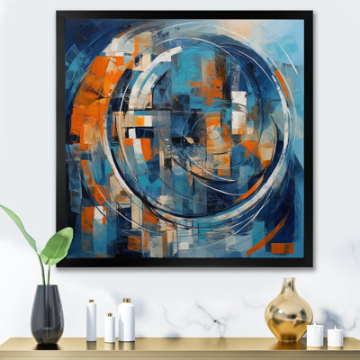 Troulloi Orange And Blue Geometric Equilibrium I Framed On Canvas Print