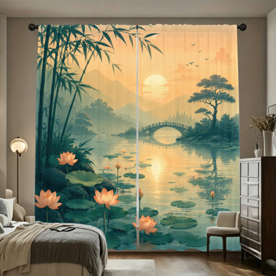 2 PCS Serene Bamboo Lotus Pond