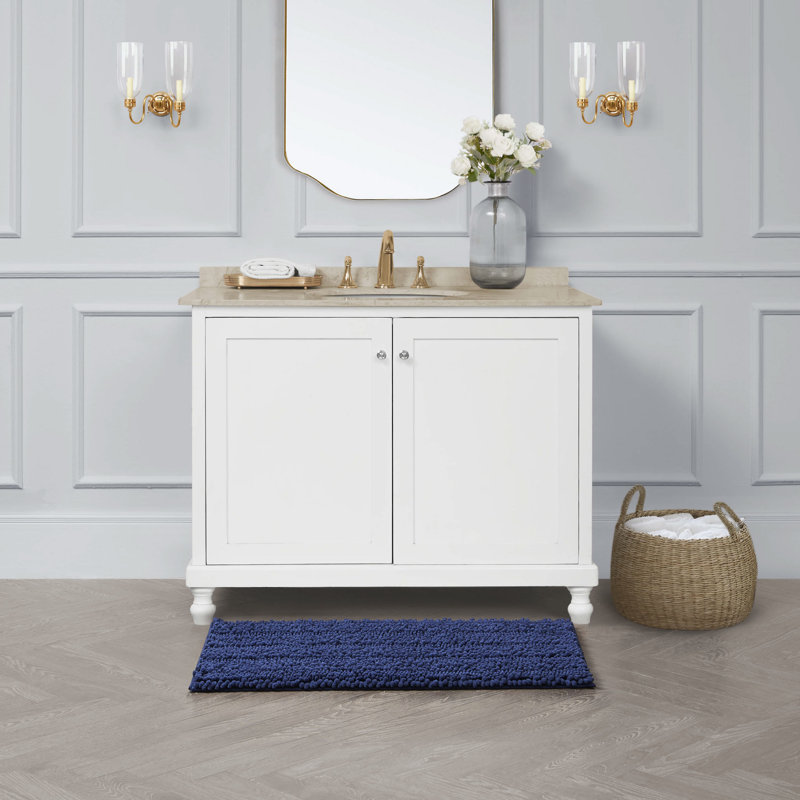Indigo Chenille Non-Slip Bath Mat Set