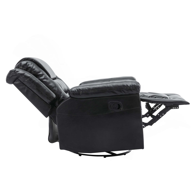 360°Swivel And Rocking Home Theater Recliner Manual Recliner Chair With Wide Armrest For Living Room,Bedroom, Black