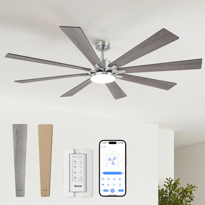 Vaczon 72" Smart Dimmable LED Ceiling Fan with 3CCT LED Lights, 6-Speed Reversible DC Motor, Timer, Remote and App Control