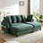 L-Shaped Upholstered Sectional Sofa With Movable Ottoman-1610013087