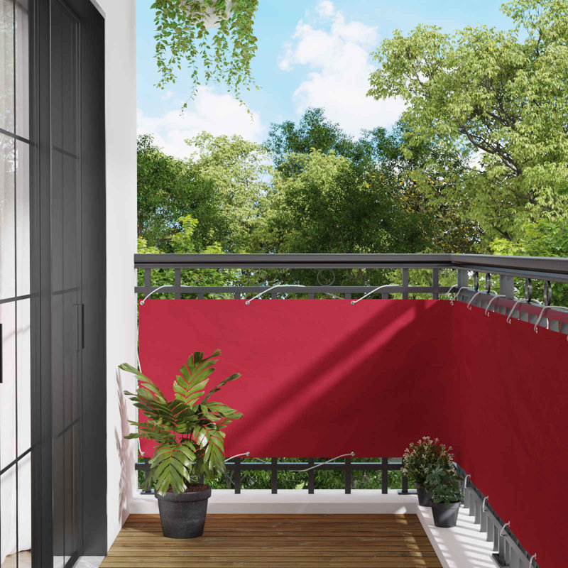 Vidaxl Balcony Screen Outdoor Privacy Screen Fence Patio Screen Oxford Fabric, Red, 75cm H x 200cm W