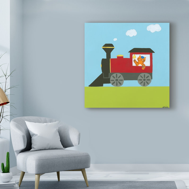 « cirque train i », art sur toile, H 14 po x l 14 po x P 2 po