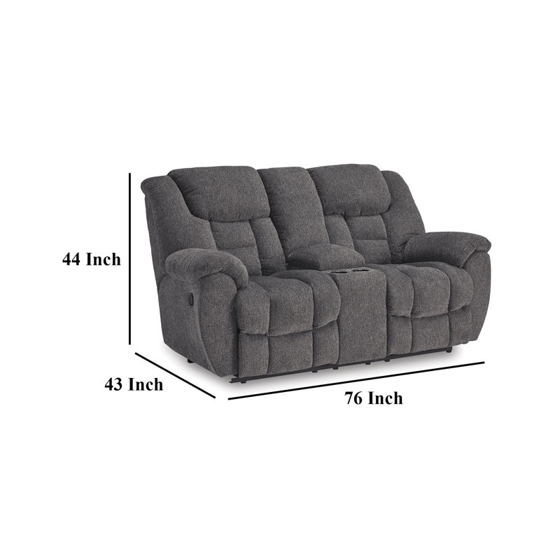 Causeuse inclinable manuelle Dane, polyester gris riche, 76 po