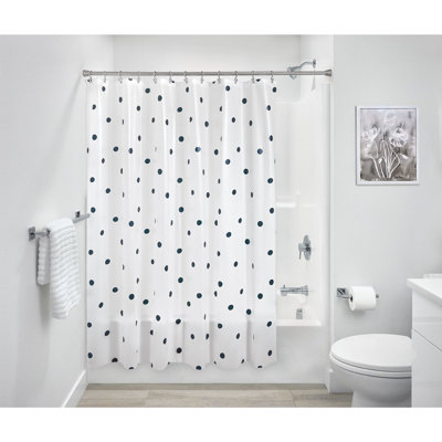 iDesign Dots Waterproof PEVA Shower Curtain with 12 Metal Grommets - 72" x 72" – Black/Frost