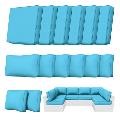 Outdoor 5" Replacement Cushion Set Seat/Back Cushions (Set Of 6 Cushions, 6 Backrests, 2 Corner Cushions)-Cushion Set Only
