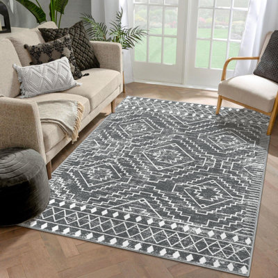 Tapis marocain tribal lavable à motif géométrique lavable pour le salon et la chambre à coucher