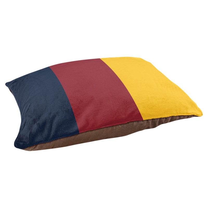 Coussin pour chien Indiana, Moyen (l 28 po x P 18 po x H 9,5 po), Bleu minuit / rouge fer à repasser / jaune basket