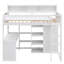 Wood Twin Size Loft Bed With Multiple Storage Shelves And Wardrobe, White