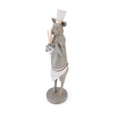 Elements 25-In Resin Chef Pig Figurine, Gray