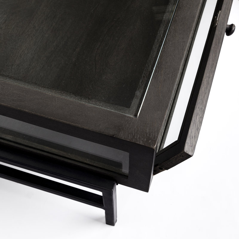 Warner Coffee Table with Storage, 15" x 43.5" x 42", Dark Brown, Black