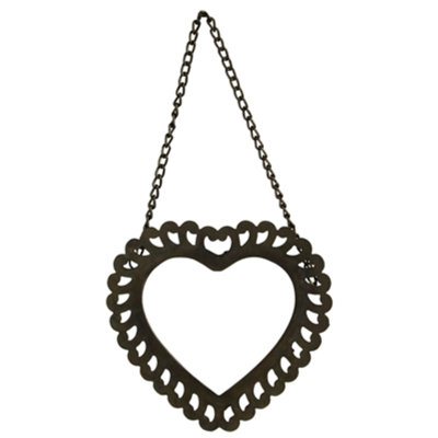 Heart Frame, Leaded Glass  4” Chain