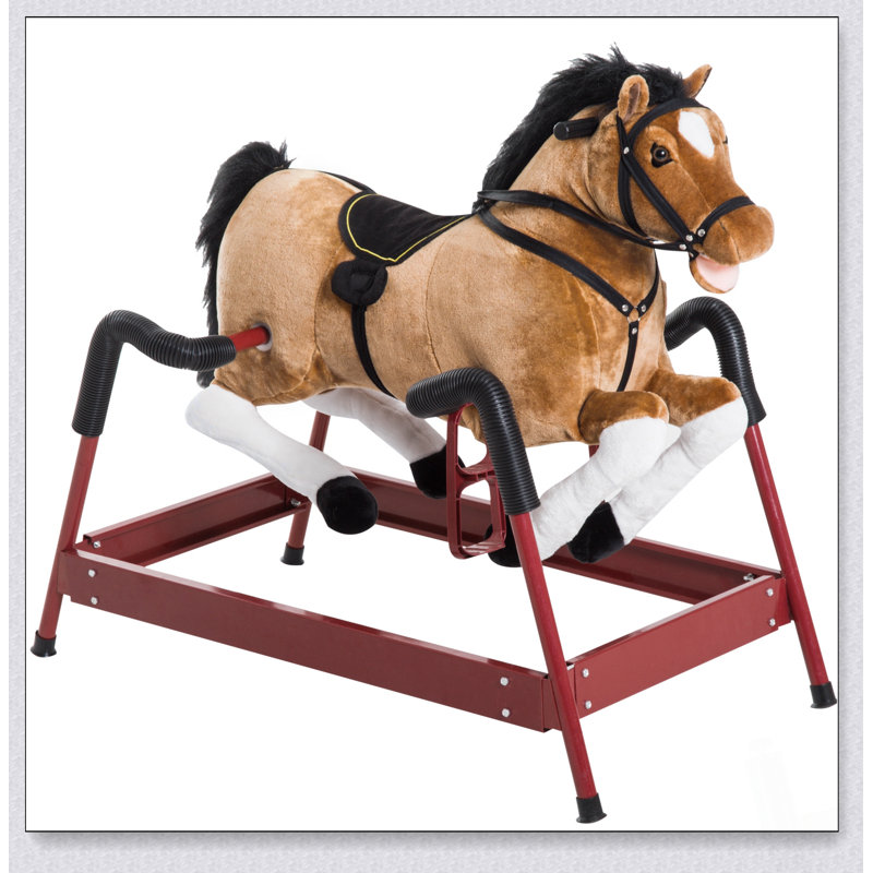 Cheval à bascule durable en peluche pour tout-petits, jouet à bascule rebondissant avec sons réalistes et caractéristiques interactives