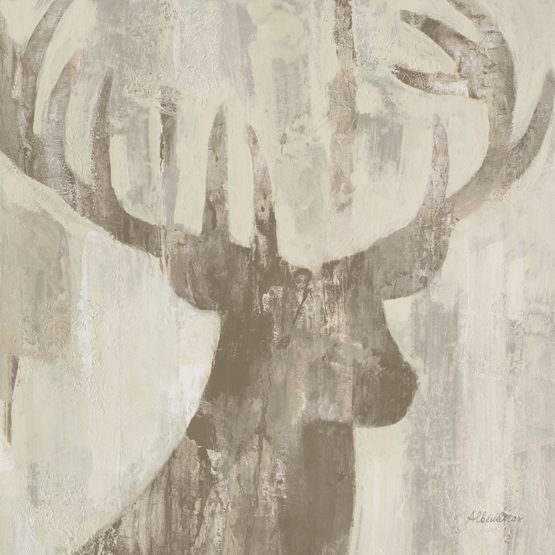 Golden Antler I Grey Crop - impression, Non, H 12 po x l 12 po, Toile tendue