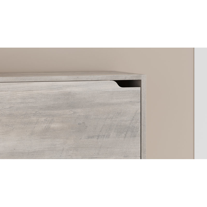 Shoe cabinet with four flip-top drawers and anti-tip design, suitable for entryway storage, Gray