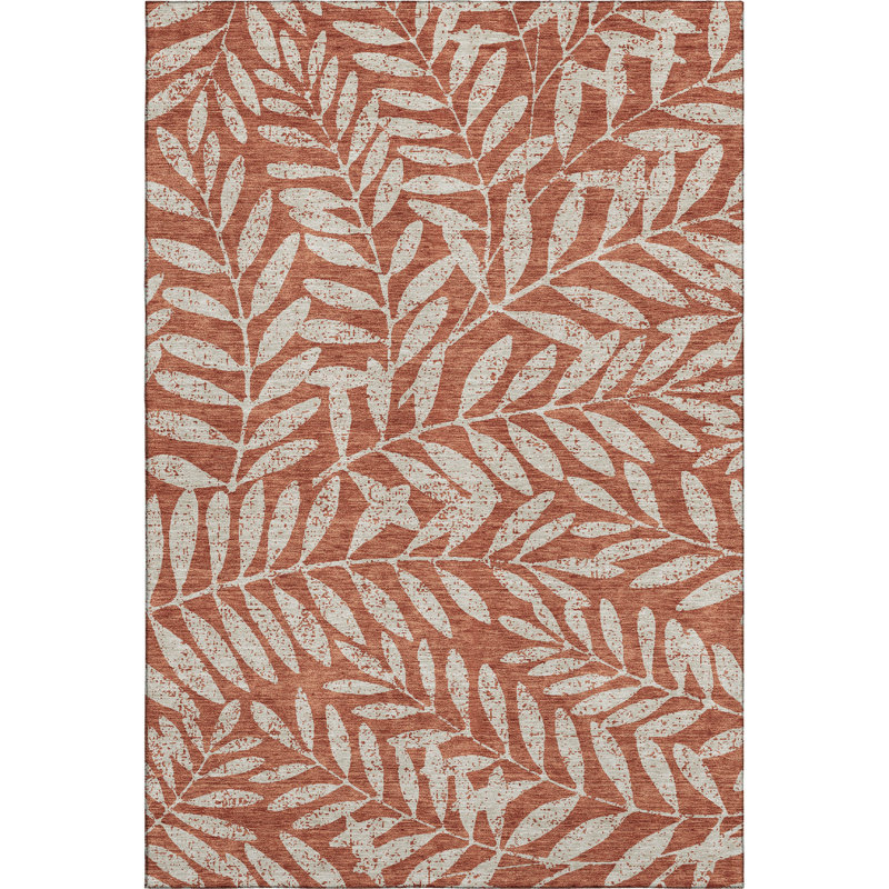 Tapis paprika de qualité supérieure lavable à la machine Prisco, Rectangulaire 8 pi x 10 pi