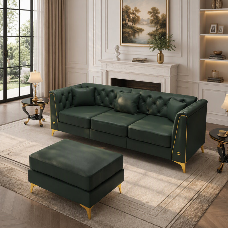 Canapé modulaire Chesterfield avec 3 coussins