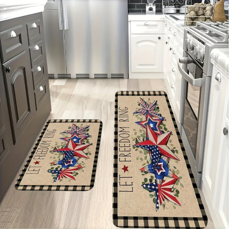 Tapis de cuisine rouge, rouge, bleu, patriotique, paquet de 2, décor des Fêtes pour la cuisine et le salon