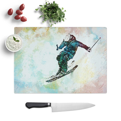 Tempered Glass Skiing Chopping Board