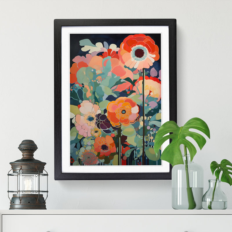 Mixed Flowers Vol.1 - Picture Frame Print, 64cm H x 46cm W x 2cm D, Walnut