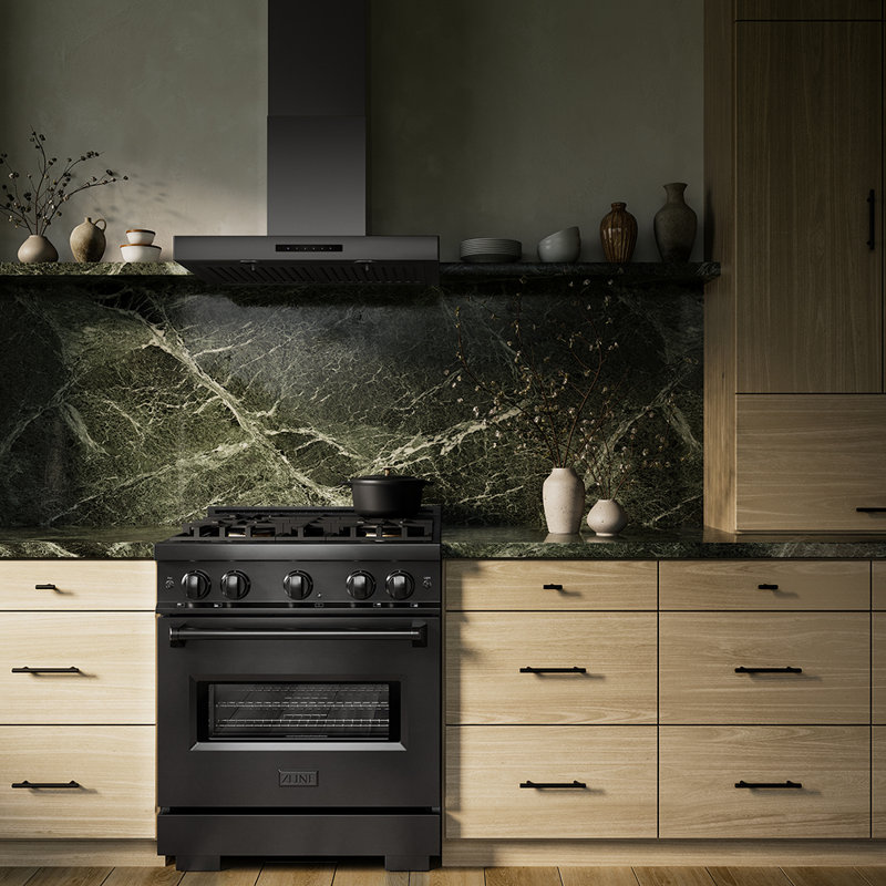 ZLINE 30 in. Classic Gas Range with DuoPro Cooktop and Convection Oven in Black Stainless Steel, Black Stainless Steel