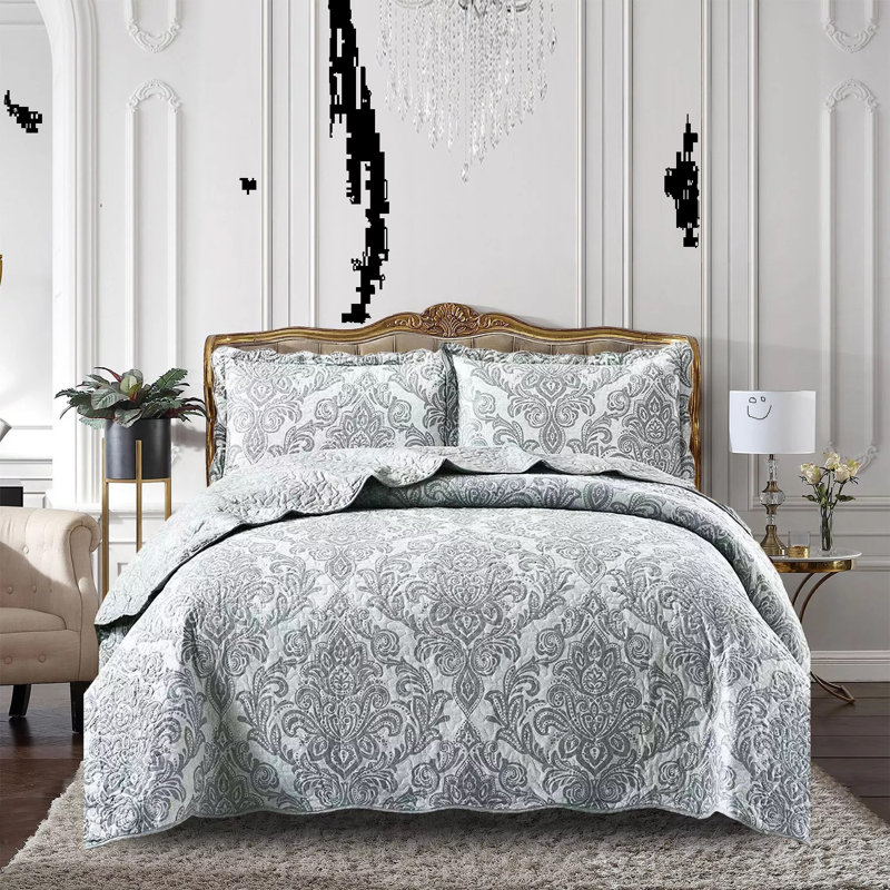 Casie Floral Bedspread, Grey, Super King