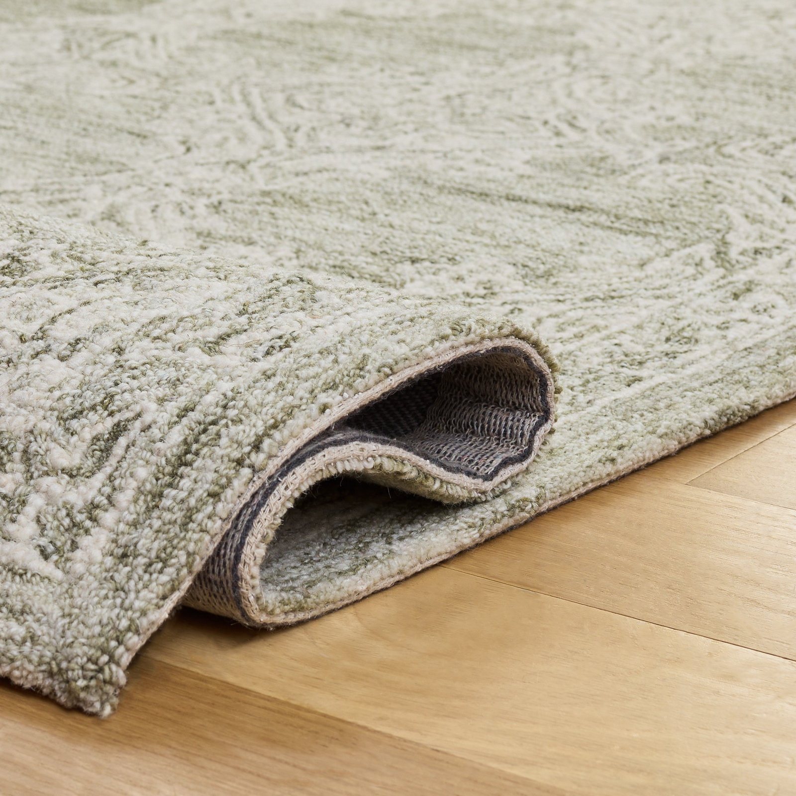 Abstract 561 Hand Tufted 80% Wool; 20% Cotton Damask Rug, Rectangle 6' x 9'