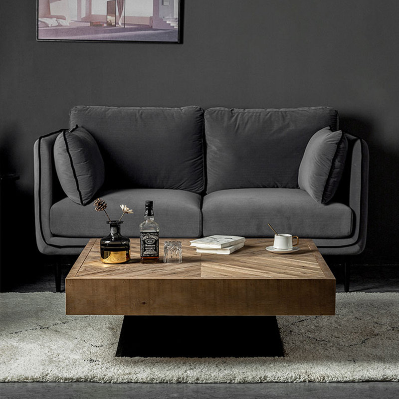 Table basse vintage en bois massif de style américain, H 13,7 po x L 31,5 po x l 31,5 po