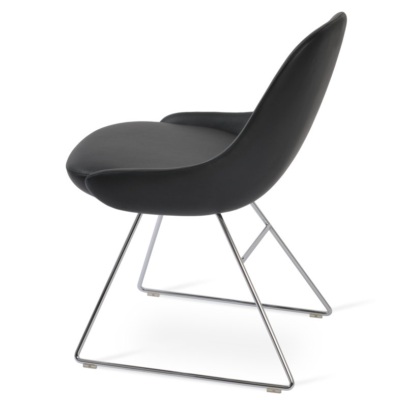 Chaise salle à manger en fil Gazel, Noir, Chrome